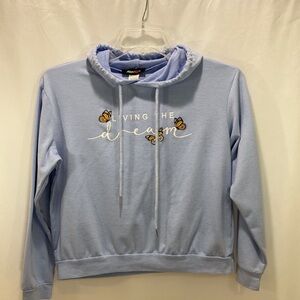 Posh Posh Girls Hoodie Sky Blue Lightweight Graphic Print
